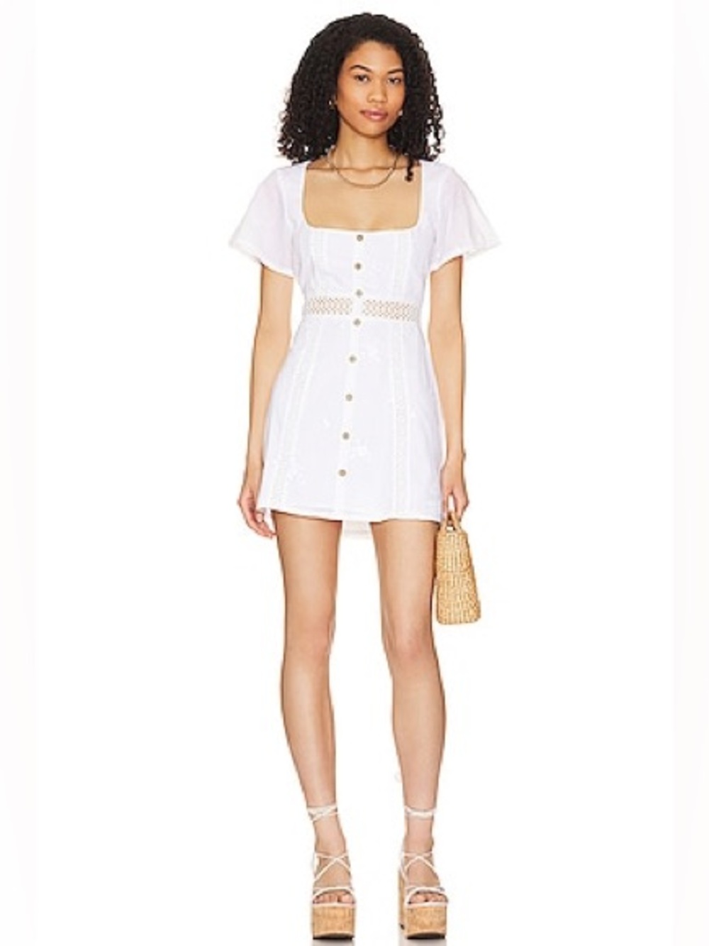 House of Harlow 1960 X Revolve Della White Mini Dress Sz Medium